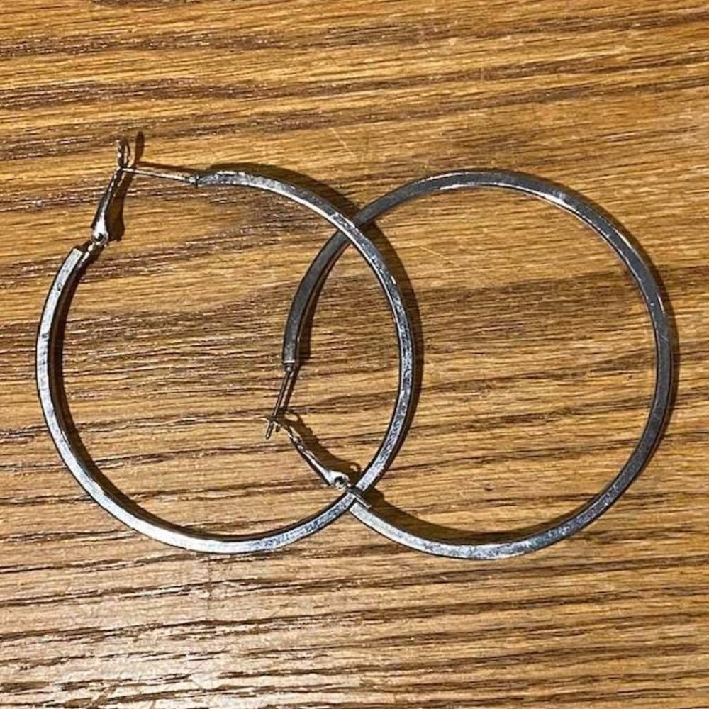 2.25" Silver Hoop Earrings